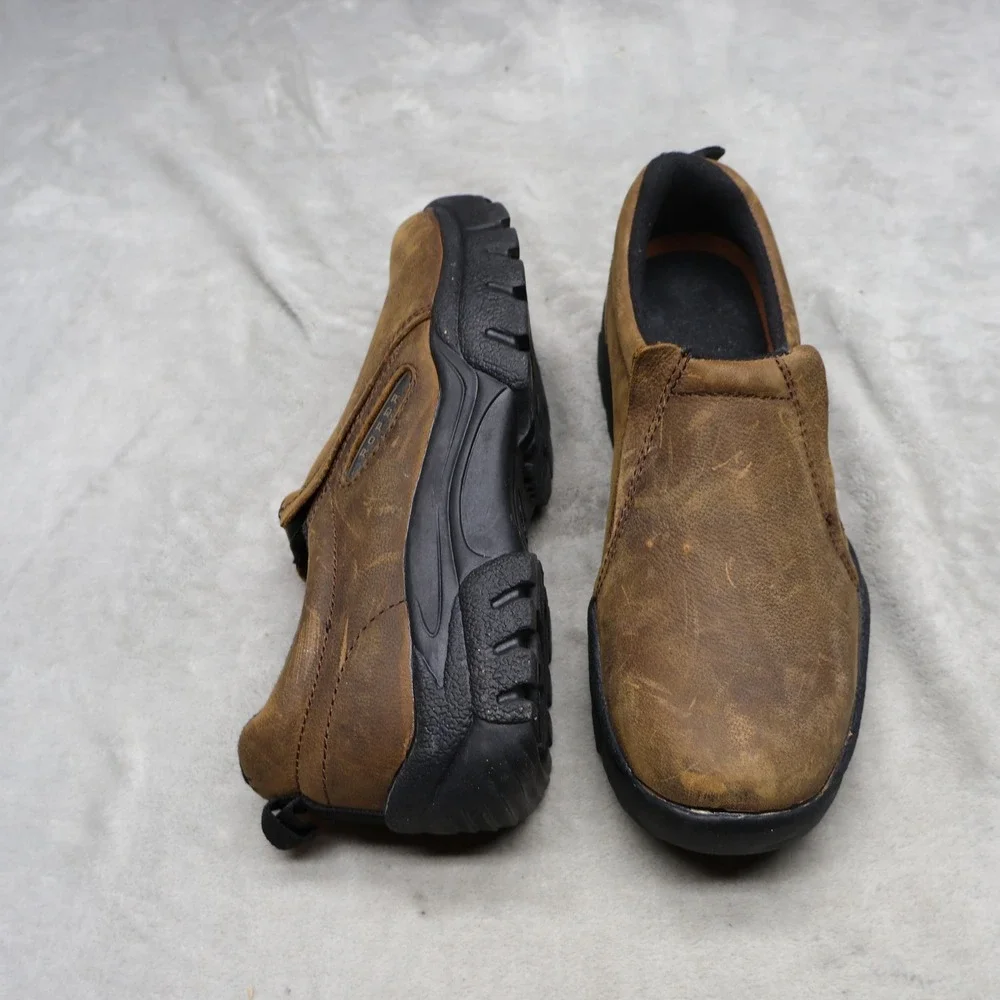Roper Mens 9.5 Slip On Shoes Brown Performance Sports Leather Rugged Casual